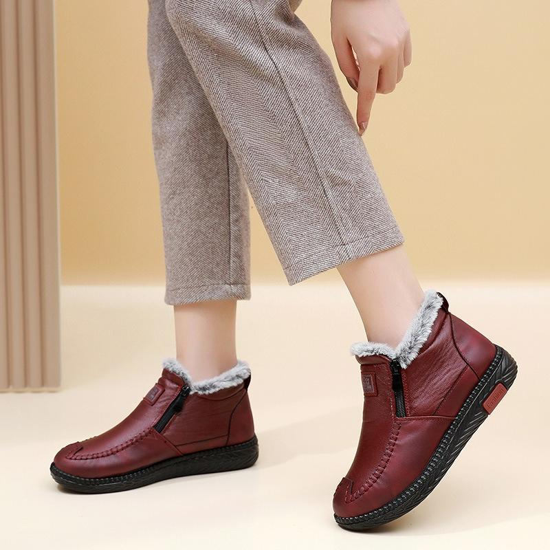 Zimní bavlněné boty pro matku, Protiskluzové boty s měkkou podrážkou pro seniory, Zateplené a sametové teplé sněhule pro ženy