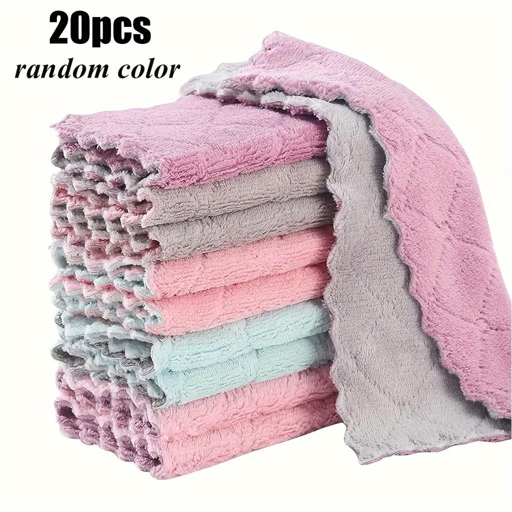 20pcs Pastel Cleaning Cloths -Soft Non-Abrasive Kitchen, Bathroom, Household Cleaning Rags - Reusable Cloths for Multi-Purpose