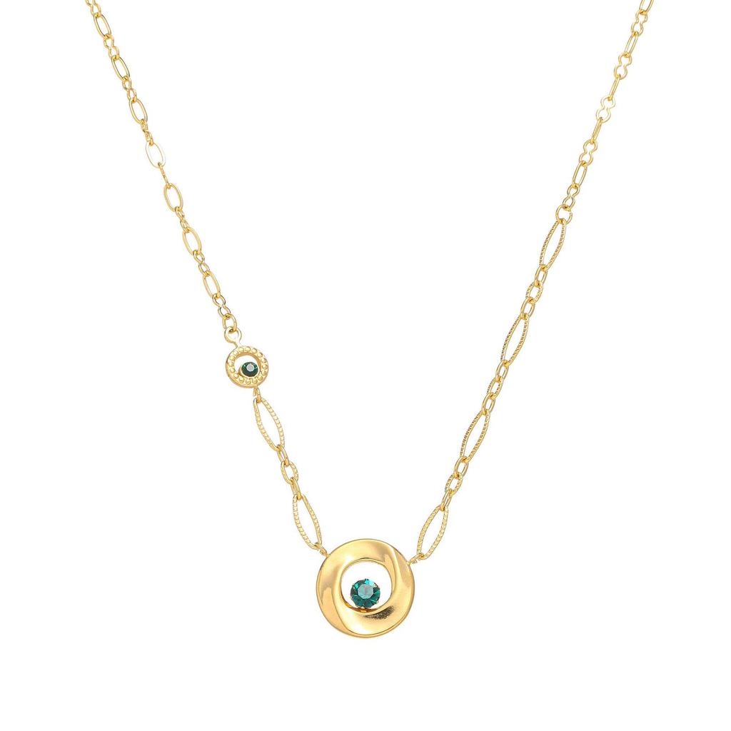 European Retro Zircon Stainless Steel Necklace: High-End Cross-Border Clavicle Chain