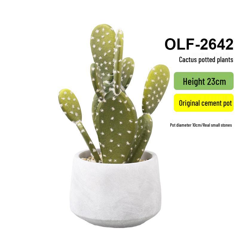 Retro Cement Cactus Bonsai - Small Faux Potted Plant for Office Decoration