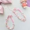 Pink Acrylic Beaded Short Rope Mobile Phone Straps Wrist Hand Lanyard Hand Strap Phone Charm