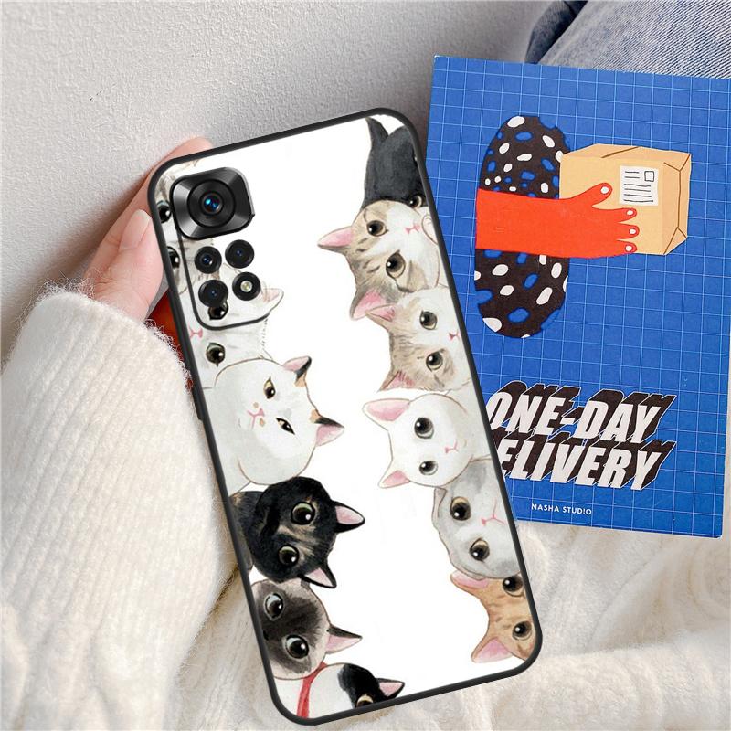 Cute Kawaii Cat Funda For Xiaomi Redmi 14C 10C 12C 13C Redmi Note 14 Pro 9 10 11 12 10S 11S 12S 13 Pro Case