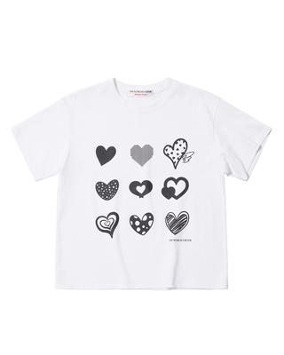 THEMUSEUMVISITOR 9 Heart Drawing T-Shirts (Off White)