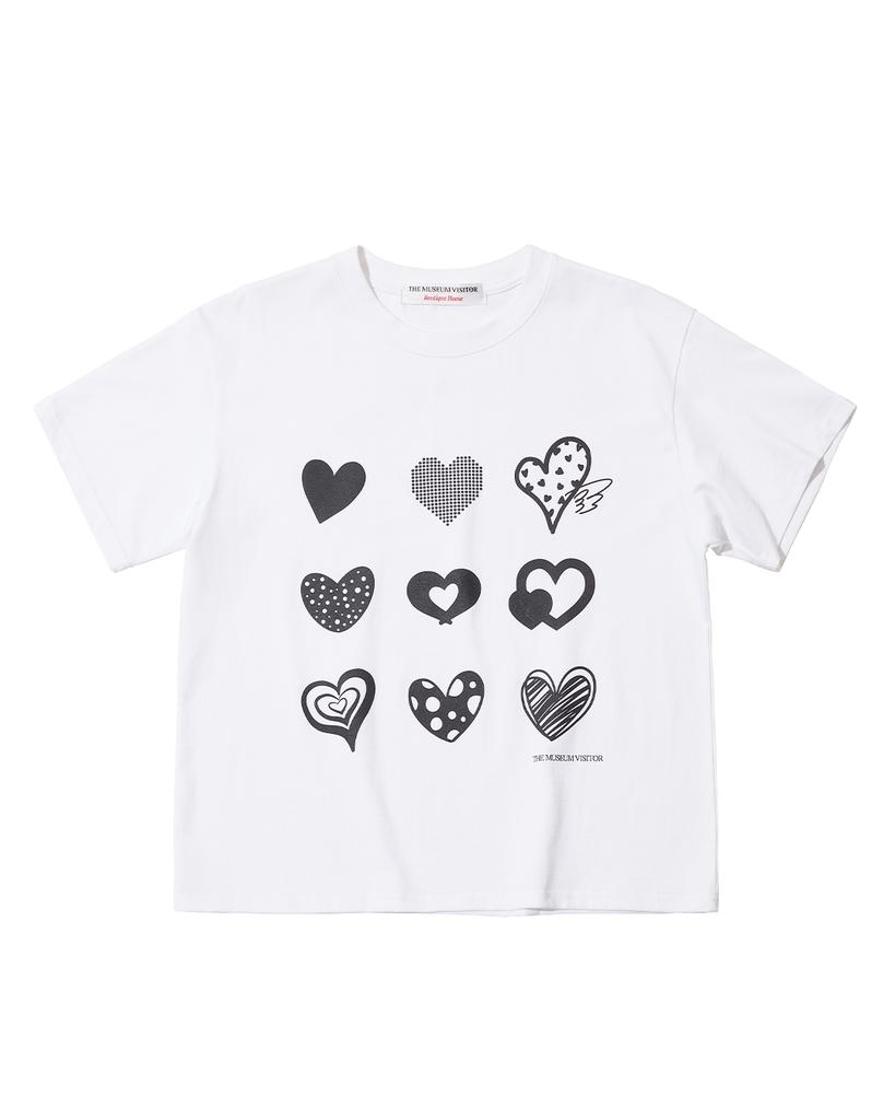 THEMUSEUMVISITOR 9 Heart Drawing T-Shirts (Off White)