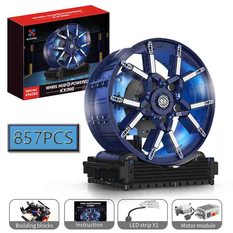 Moc Creative Electric Rc Wheel Hub With Motor Led Assembly Diy Model Building Blocks Children'S Puzzle Toy Gift