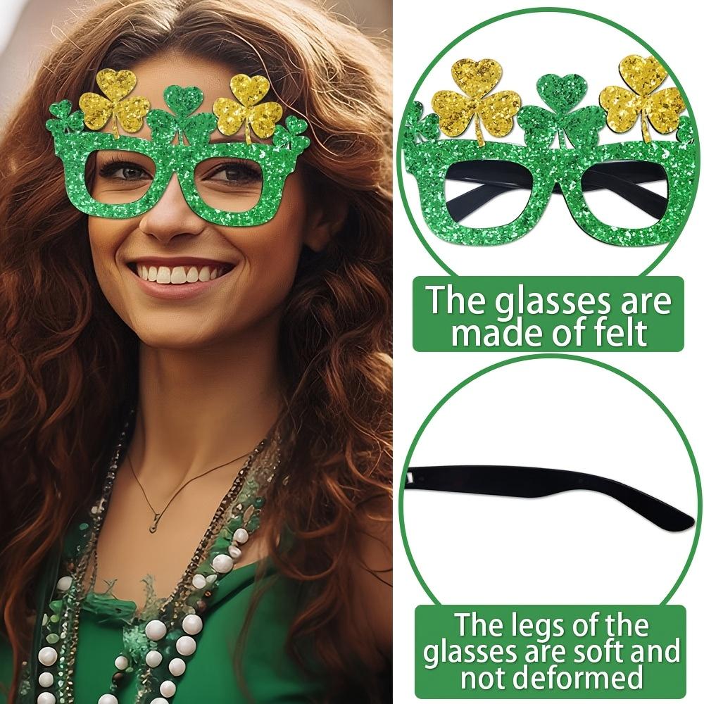 6pcs St. Patrick's Day Eyeglasses - Glittery Green Party Favors & Photo Props, Perfect for Celebrations, Photo Booth Props|Holiday Accessories