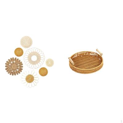 Rattan Woven Wall Art And Fruit Basket Decor for Tea Room Hallway Bedroom Porch Cafe Desktop Snack