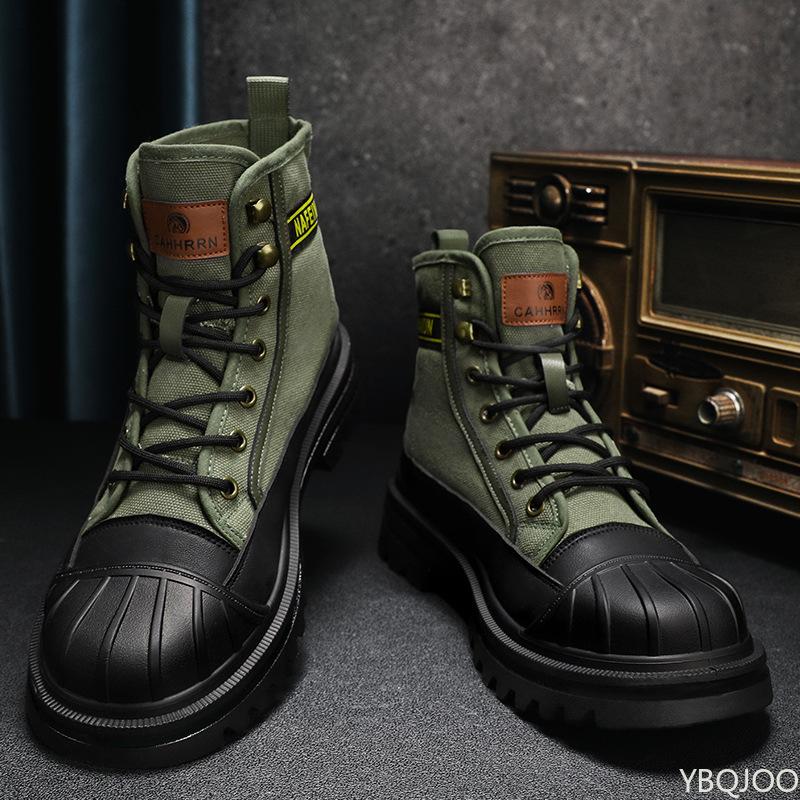 Fashionable Versatile Work Boots Men Autumn Winter Canvas Men's Boots Casual Comfortable Flat Shoes