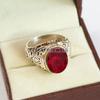 Ruby Oval Cut Gemstone With 925 Sterling Silver Ring For Men's #B515 JL375684085934