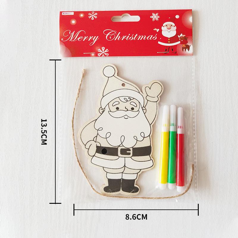 Christmas DIY Cartoon Wooden Easel: Creative Colorful Doodle Board Hanging Decoration