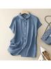 Plus Size Shirts Summer Women‘s Loose Lapel Elegant Short Sleeved  Casual Ladies Blouses Button Up Fashion Comfortable Tops