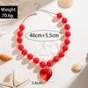 Exaggerated Round Bead Heart Pendant Necklace For Women Handmade Adjustable Chain Choker Party Jewelry Gift Collar