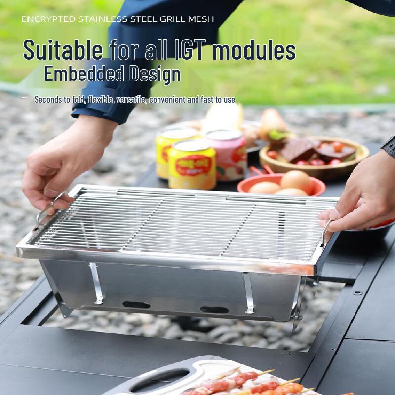 Minnai Outdoor Foldable Stainless Steel Charcoal BBQ Grill