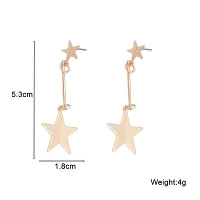 Gold Color Star Metal Long Tassel Drop Earrings For Women New Exaggerated Temperament Personality Jewelry Earring