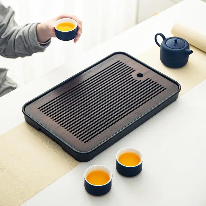Bamboo Tea Tray Home Living Room Storage Japanese Rectangular Teaware
