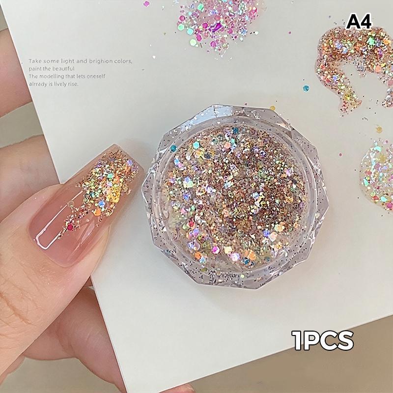 1/4Pcs Aurora Laser Nail Art Glitter Sequins Net1G Ultra-Thin Irregular Mermaid Flakes For Uv Gel Polish Manicure Decorations