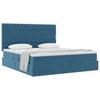 Storage Bed with Mattress Dark Blue 200 x 200 cm Velvet