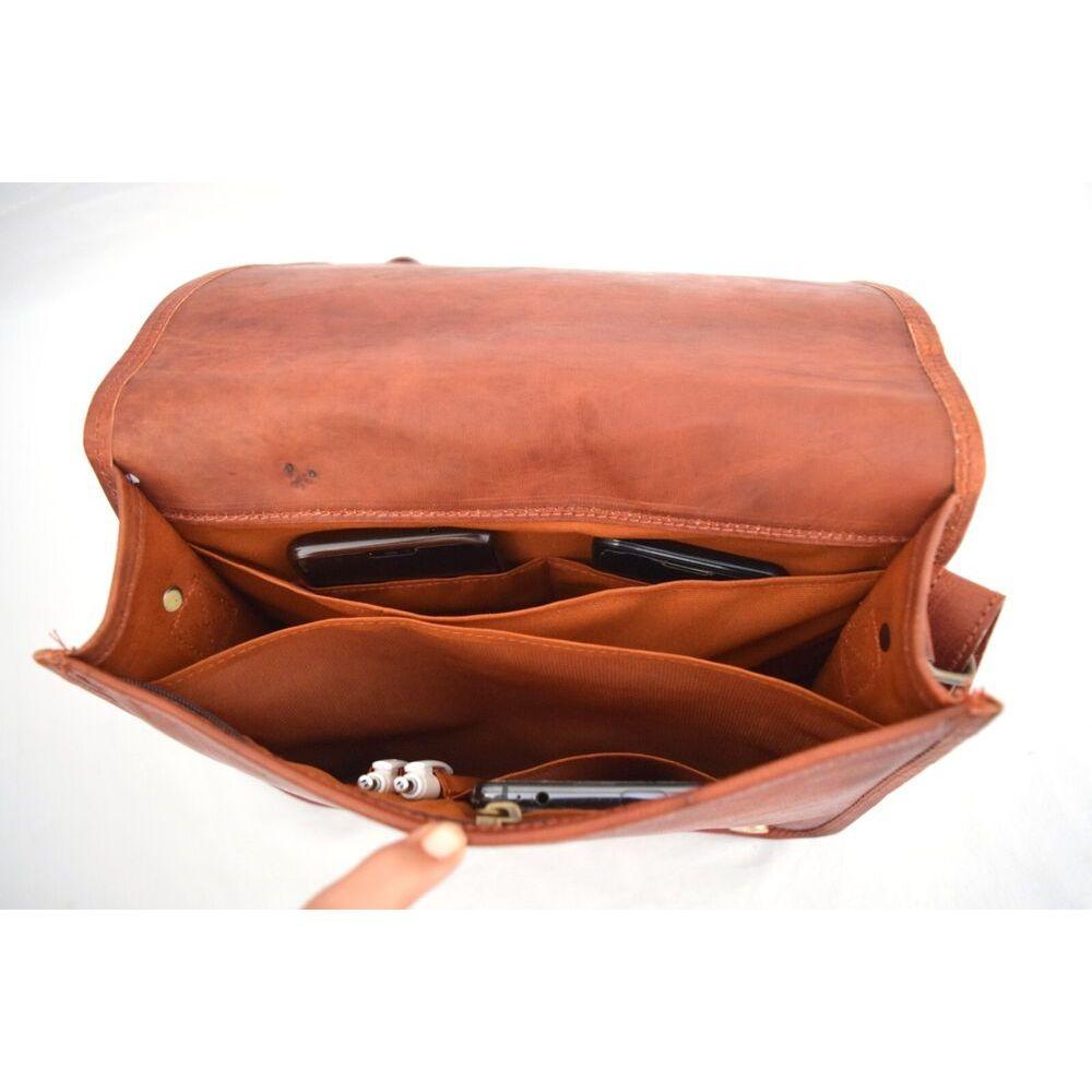 11" Goat Leather Messenger Bag iPad Tab Handbag Satchel Crossbody Sling Bags