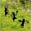 Elegant Black Metal Feline Lawn Statues Suitable For Yard Decoration No Tool Installation Required Durable Metal Craft
