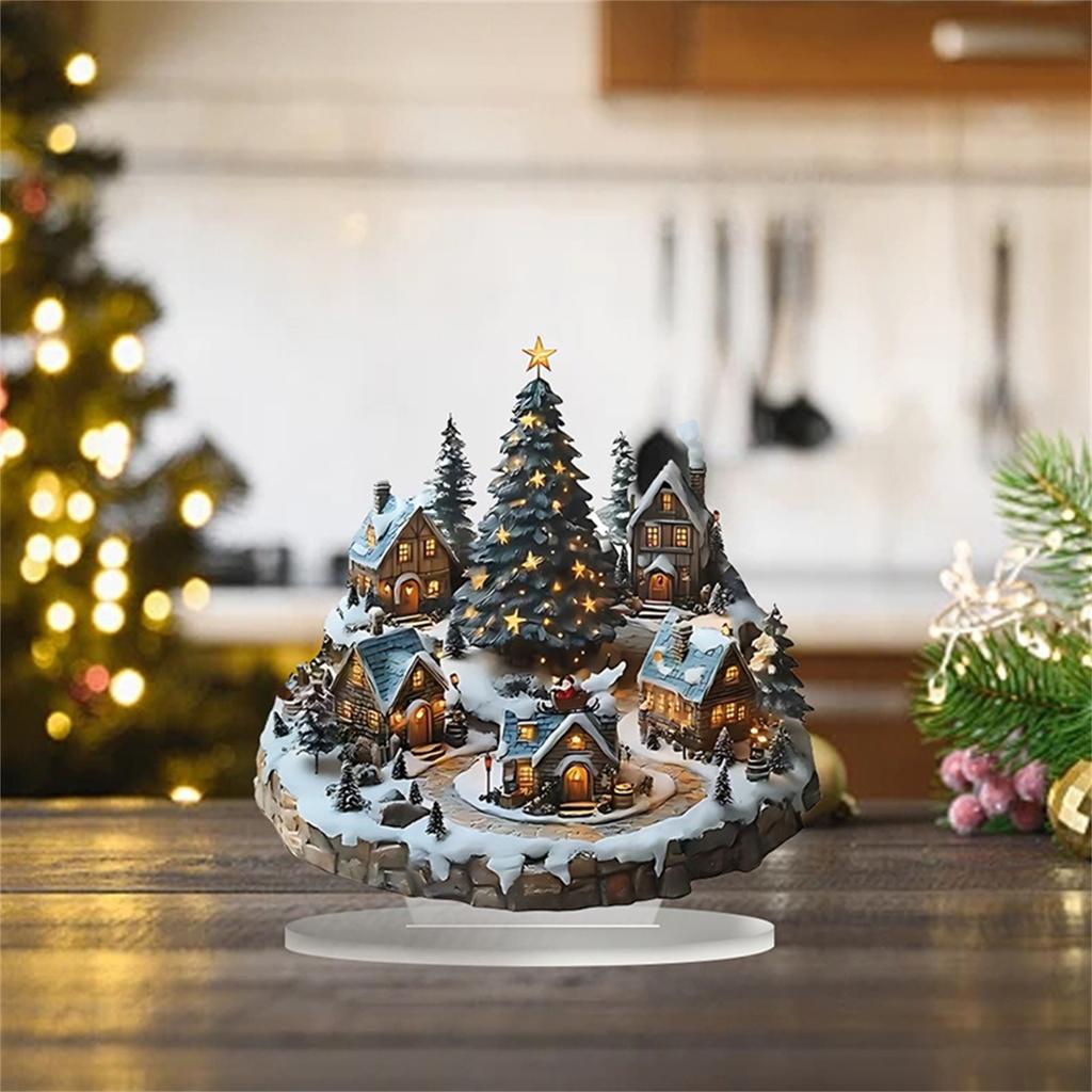 Christmas House Decoration Acrylic Forest Village Holiday Table Ornaments for Party