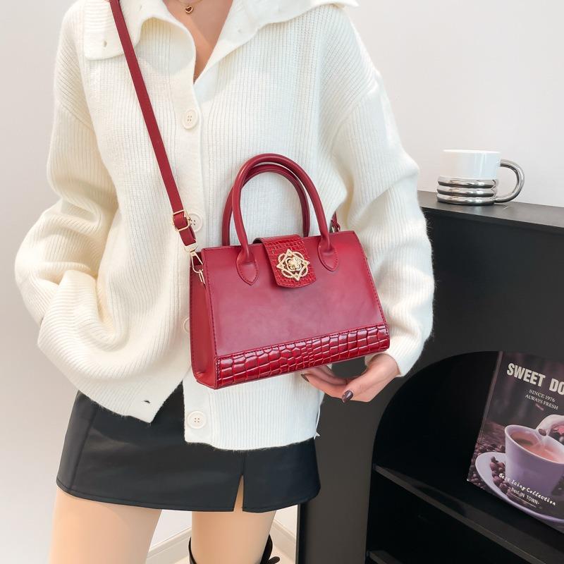 Solid color casual new crossbody fashion popular fashion retro texture winter portable small square bag women
