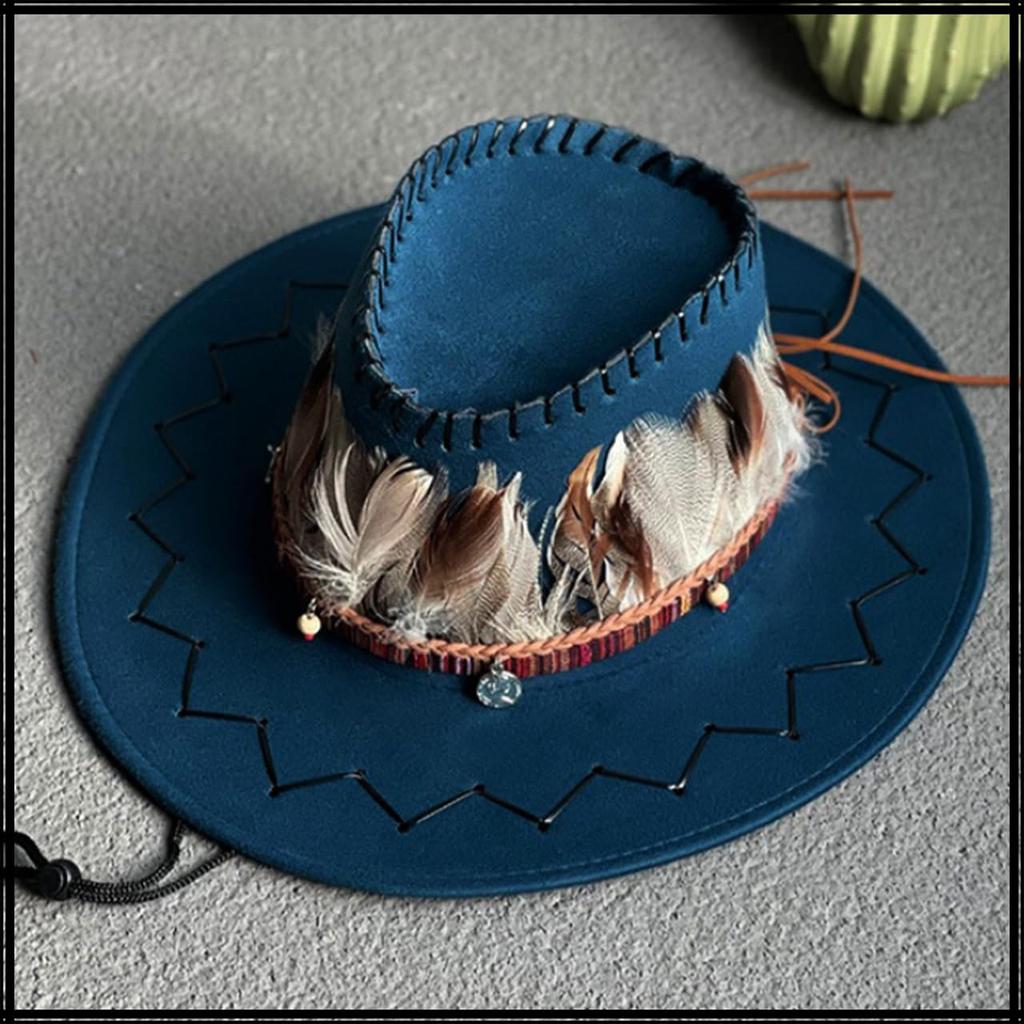White Fang Cowboy Hat with and CZA347 Feathers, Outdoor, Casual, Stylish, Men's Women's, (Orange)