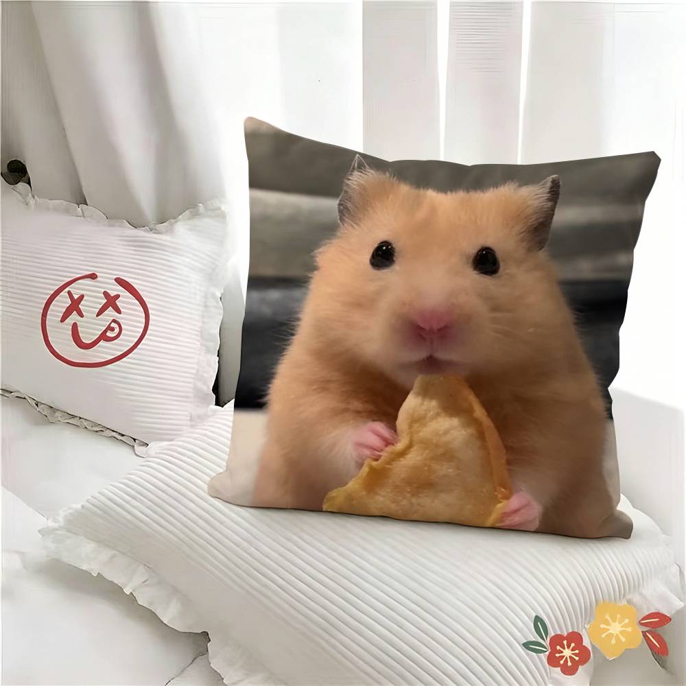 pc Kawaii Hamster Anime Pillow Case Fashion Square Pillowcase Bedroom Sofa Room Ins Decoration Leisure