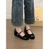 Gentle School Girl! Temperament Splicing Bow Mary Jane Shoes Women's Autumn Versatile Thick Heel Single Shoes