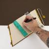 Lokta Bold Floral Bamboo Lock Notebook – Medium (15x12cm) – 45 Leaves – Mustard Brown