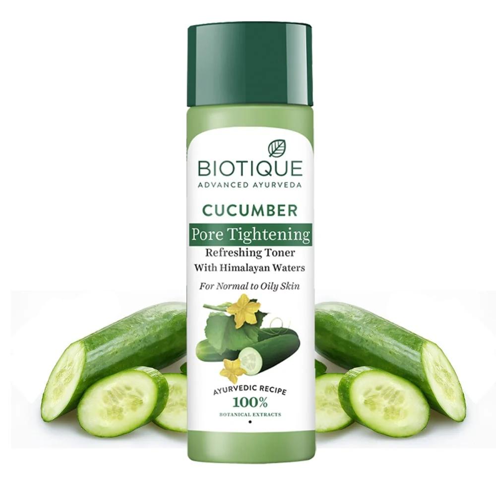 Biotique Cucumber Toner For Pore Tightening 120ml | Natural pH Balance | Oil Control | Botanical Extracts | Oily Skin Care