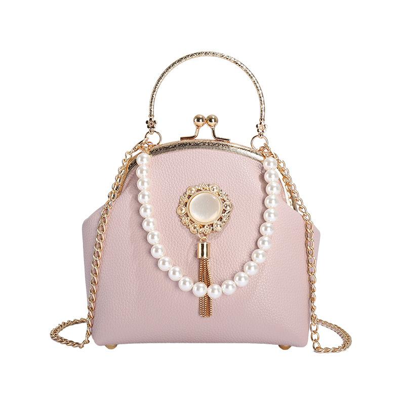 Xiaoxiangfeng Pearl Handbag Women's 2025 New Korean Version Fashion Niche Shoulder Bag Crossbody Clip Shell Bag