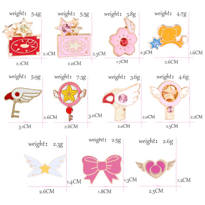 11 Style Sakura Star Wings Bowknot Rhinestone Brooch Heart Badge Jackets Brooches For Women Enamel Pin Metal Accessories Jewelry