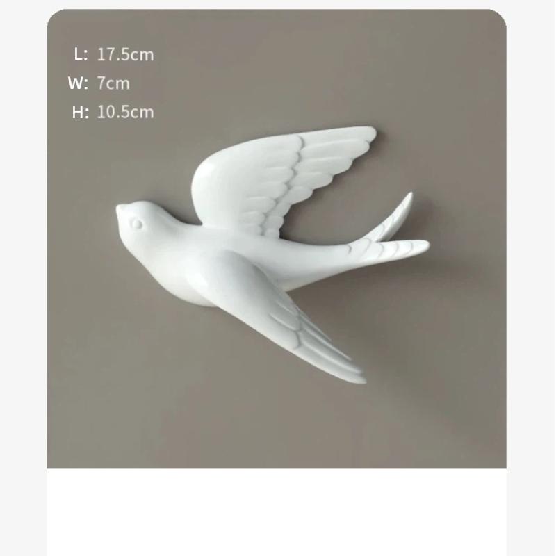 3D Resin Bird Wall Decor, No-Drill Hanging Decorative Birds for Home Wall Art