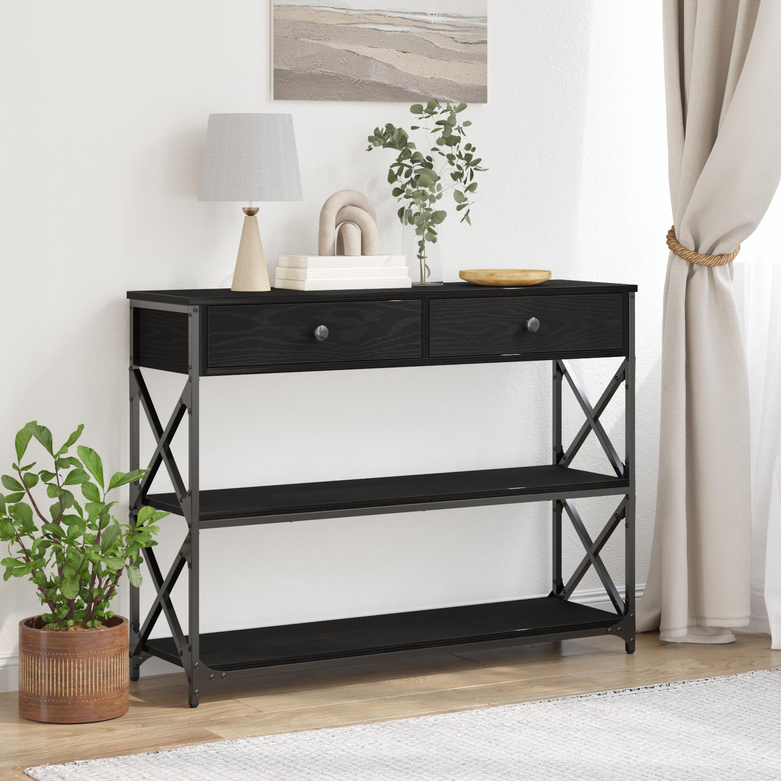 vidaXL Konsole Tisch Schwarz Eichen-Optik 100 x 28 x 75 cm schwarz