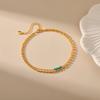 Gold Plated Double Layer Beaded Chain with Turquoise Accent Anklet