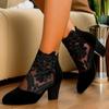 2025 New Women's Shoes Zipper Fashion   Flower Decoration Office Shoes  Pointed-toe Ankle Sandals Zapatos