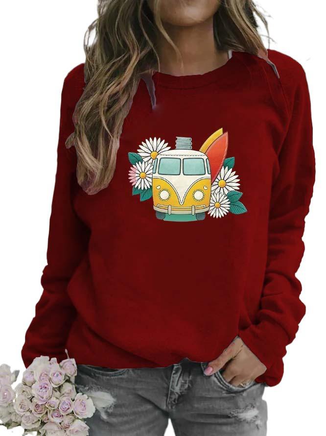 Women's Printed Round Neck Hoodie