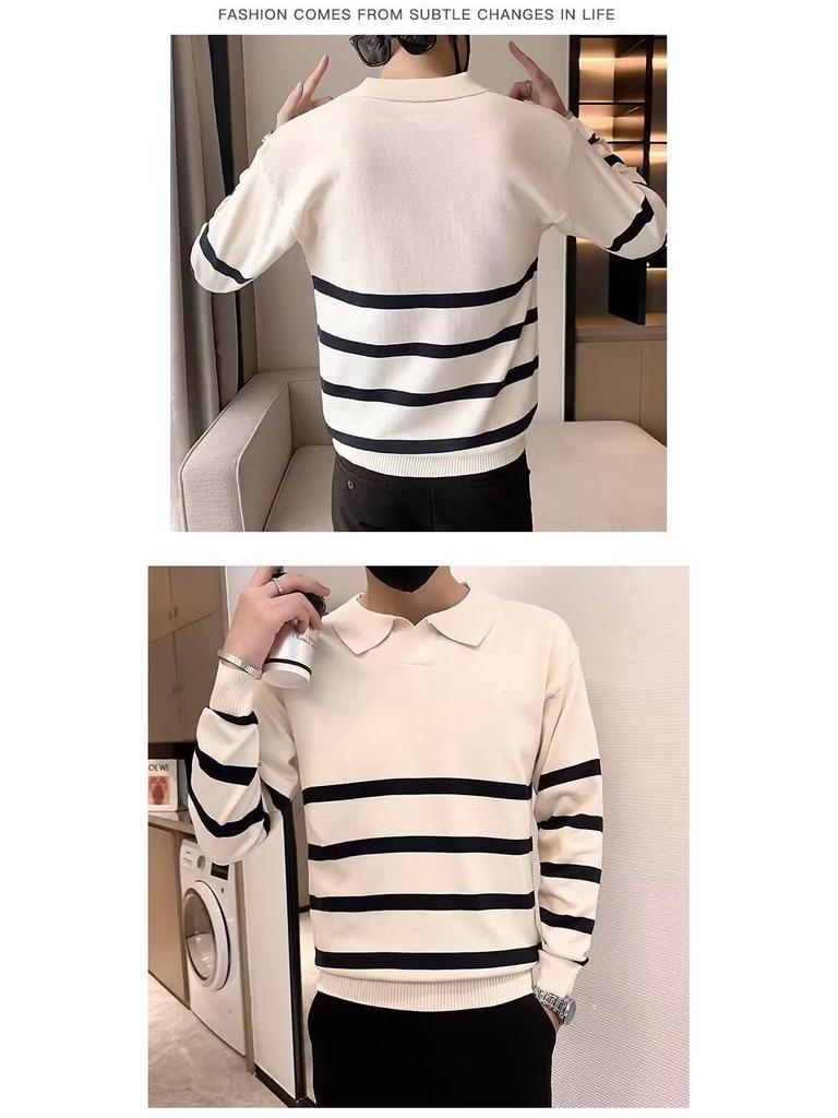 Men's Slim Lapel Knitwear: Versatile Casual Sweater for Spring and Autumn