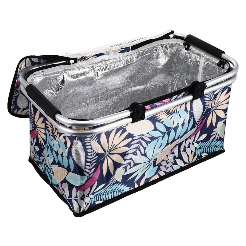 30L Lunchkorb mit großem Fassungsvermögen, zusammenklappbar, isoliert, Picknicktasche, Klappkorb, für Outdoor-Camping, Reise-Mahlzeittasche