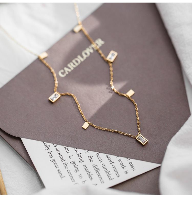 2022 Luxury Crystal Tassel Choker Necklace - Square Design, Non-Fading Clavicle Chain for Women