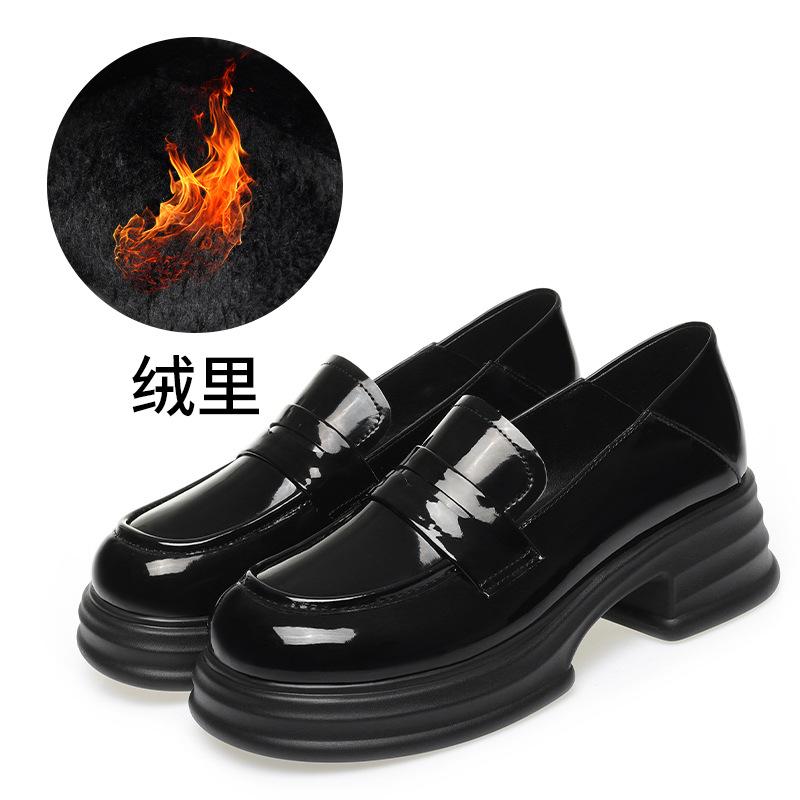 

Платформенные маленькие кожаные туфли женские, новая весенняя женская обувь одинарные туфли черные рабочие туфли британские лоферы 41