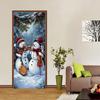 1pcs Christmas Decorative Door Stickers Cartoon Snowman Band Pattern Creative Festival Entrance Glass Stickers New Year Party Wi
