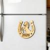 1/2/3Pcs 2026 Year of The Horse Fridge Magnet Rustic Wooden Auspicious Horseshoe Fridge Magnet Chinese New Year Home Office Kitchen Decoration