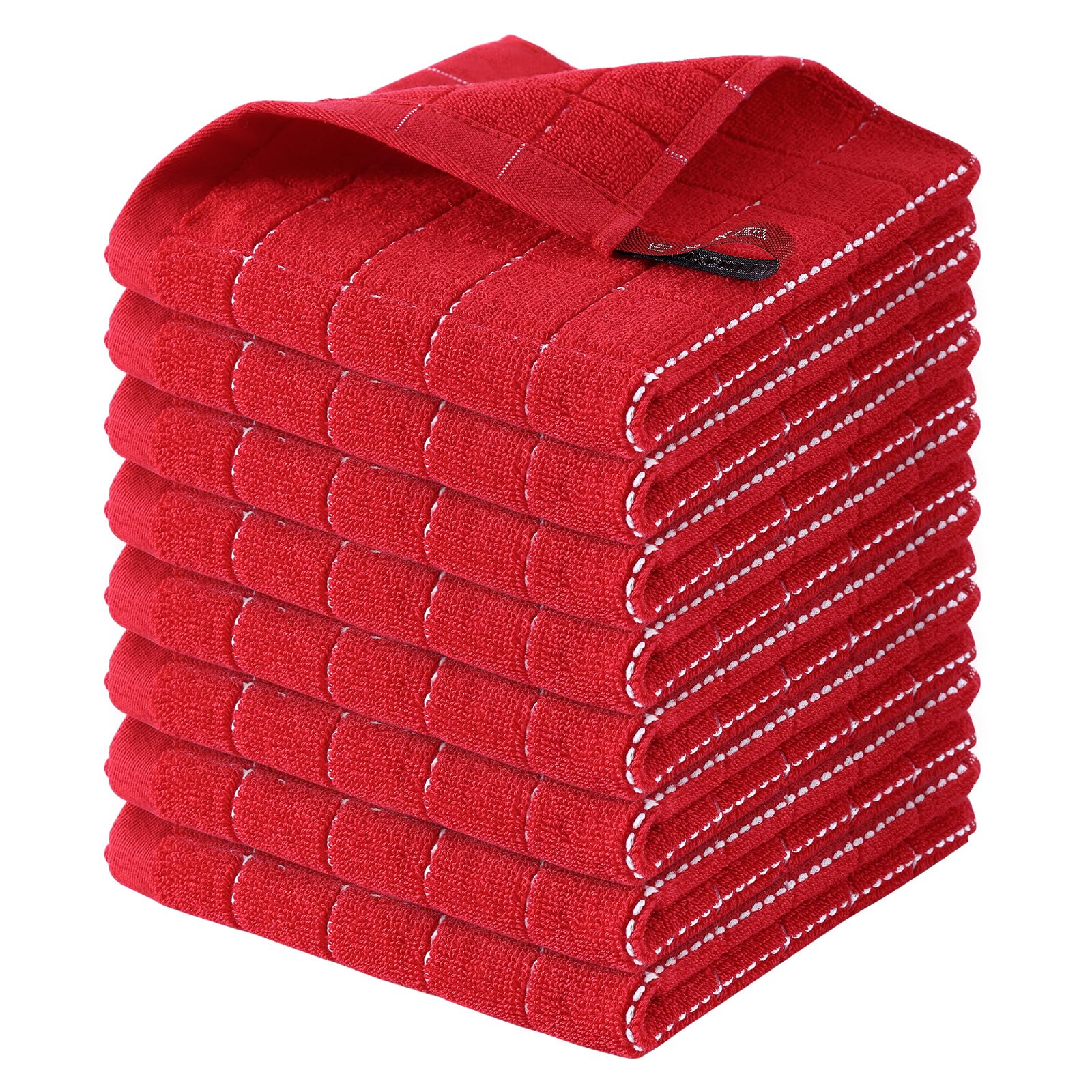 Homaxy Dom Bavlna Froté Kuchynské Utierky Bavlna Kuchynské Utierky S Kockovaným Vzorom Super Mäkké Absorpčné Utierky na Riad Viacbalenie 12 12-6pack červená