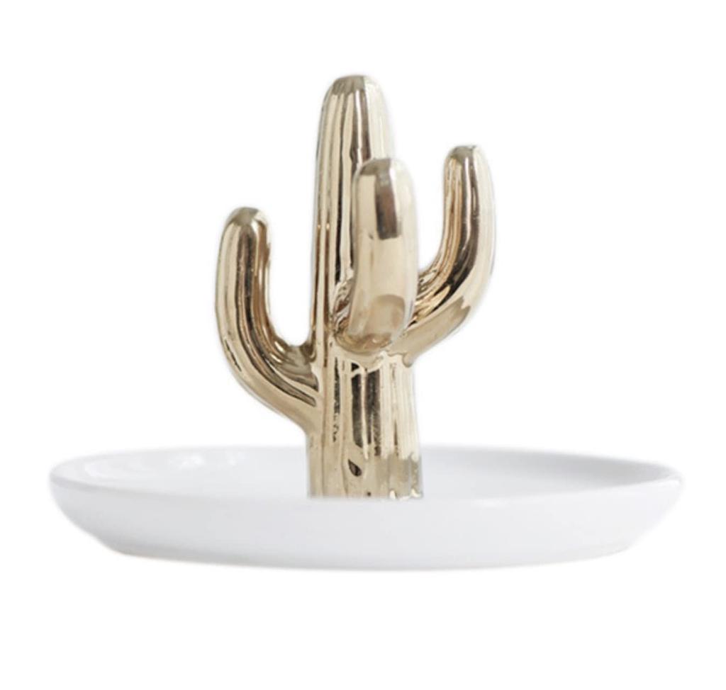 Accessory Jewelry Cactus Interior Small Item Small Toilet x [Queen-b] Tray, Tray, Storage, Stylish, Cute, Gold, Decoration, Figurine, Storage, Plate,
