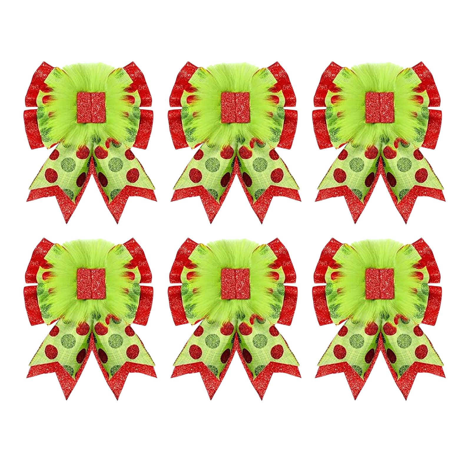 

The Red And Green Christmas Bow Christmas Tree Is Decorated With A Lime Green Wreath, A Velvet Bow, And A Tree Top Ribbon. One Size