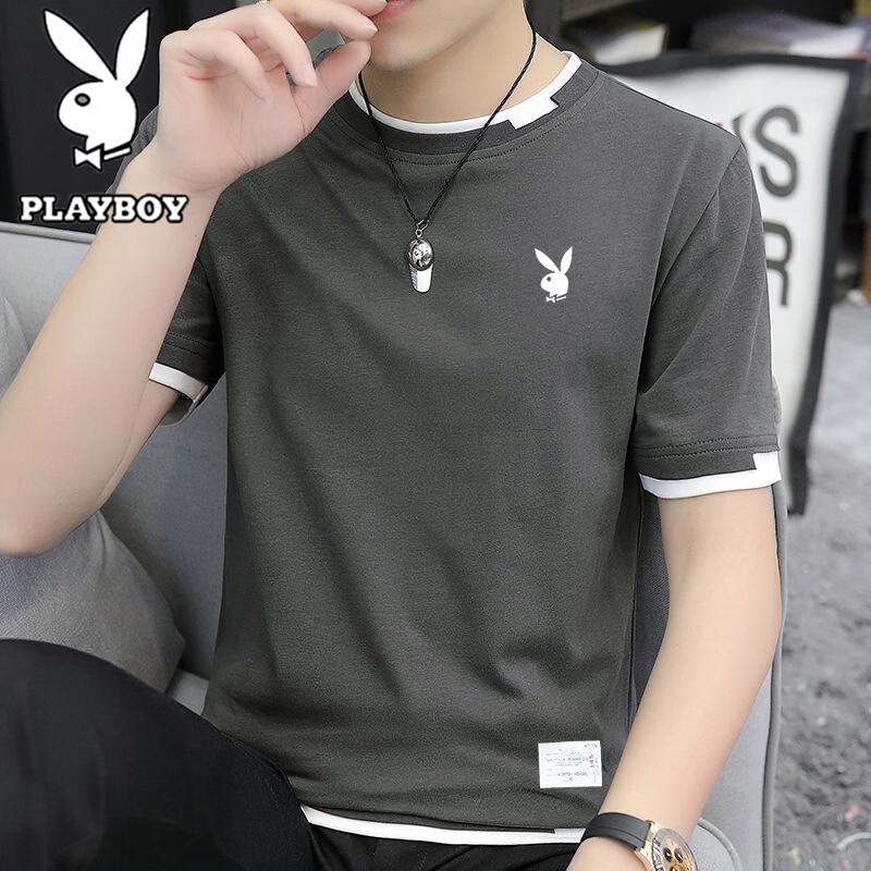 PLAYBOY Men s Faux Two-Piece Short Sleeve T-Shirt 4XL