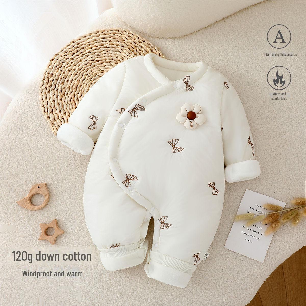 

Стеганый зимний комбинезон: Милый комбинезон для новорожденного - 120 г Одежда для прогулок 66cm белый