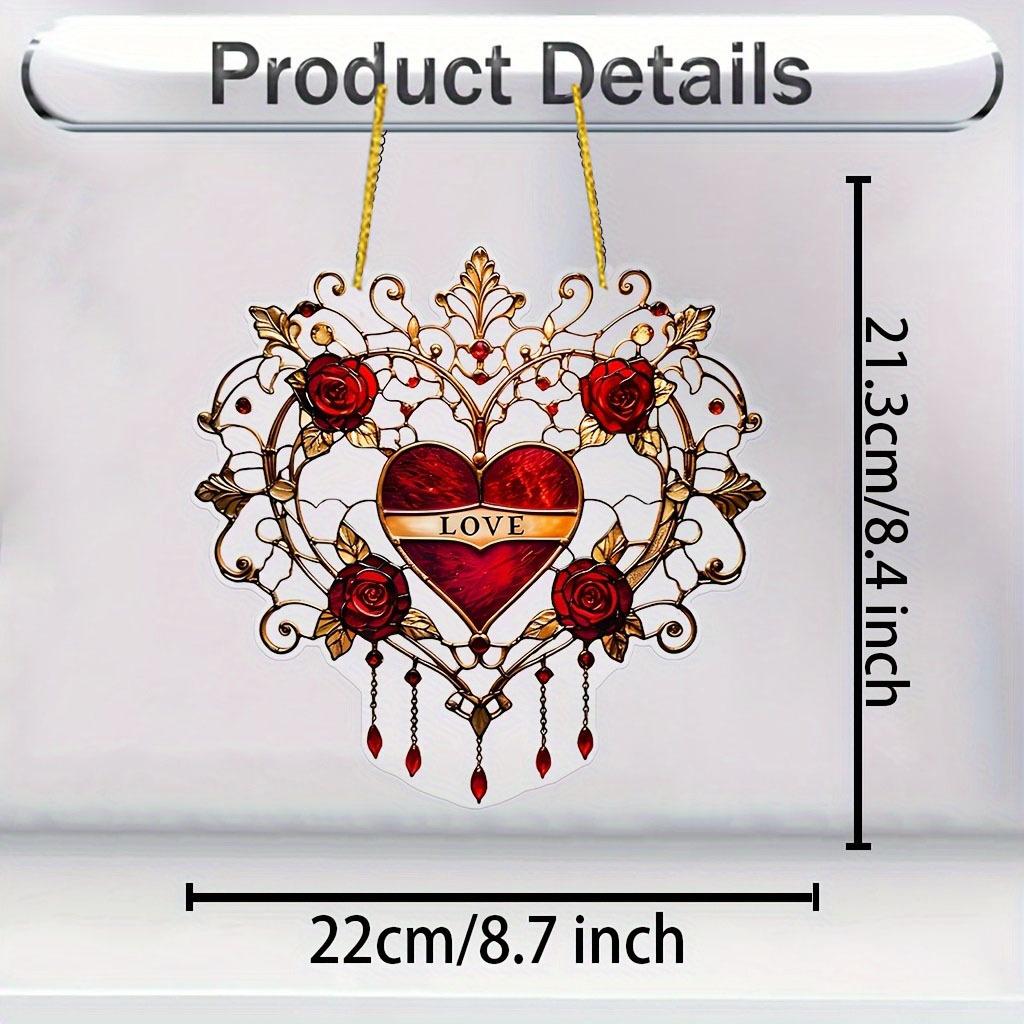 

Bohemian Heart-Shaped Flower Sun Catcher - Double-Sided Acrylic Hanging/ Desk Decor with 2D Flat Spring Flower, Window for Valentine s Gift, Wedding 21.3*22cm