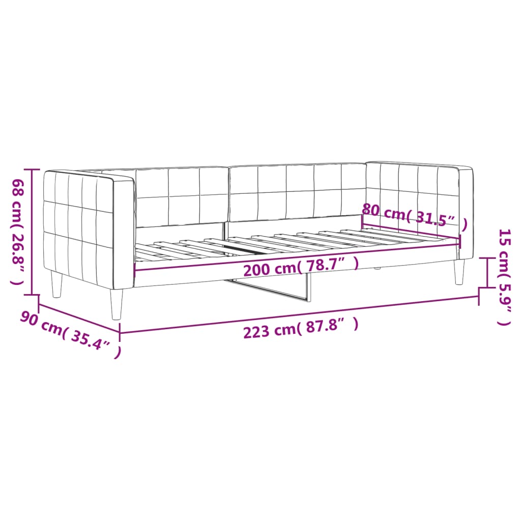Daybed Pink 80x200 Cm Velvet